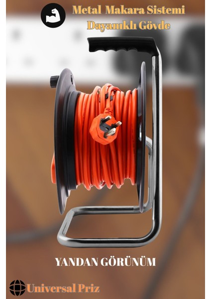 Bylion Makaralı Seyyar Kablo Universal 4 Prizli Uzatma Kablosu 3x1.5 mm Cca Kablo 20 Metre. indirimleri