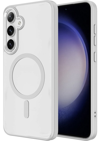 Galaxy Uyumlu S25 Kılıf M-Safe Şarj Özellikli Zore Krom M-Safe Silikon Kapak