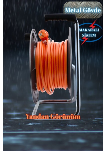 Bylionmakaralı Seyyar Kablo Kapaklı 4 Prizli Metal Uzatma Kablosu 3x2.5 mm Cca Kablo 30 Metre. fiyatları