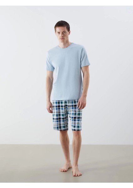 Lc Waıkıkı Mavi Standart Kalıp Erkek Şortlu Pijama Takımı