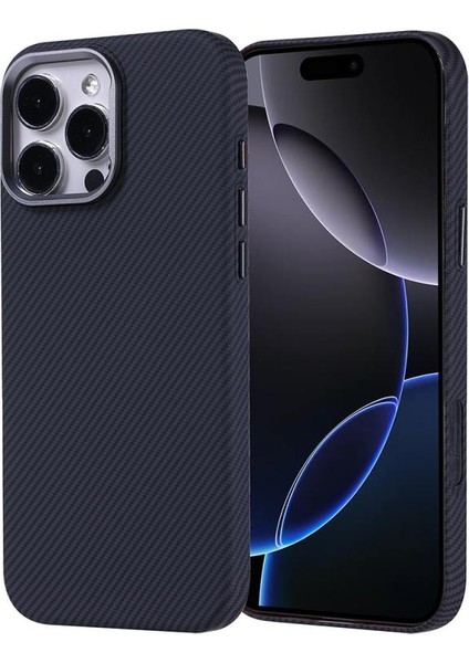 iPhone Uyumlu 16 Pro Max Kılıf M-Safe Şarj Özellikli Karbon Fiber Görünümlü Zore Nekst Kapak