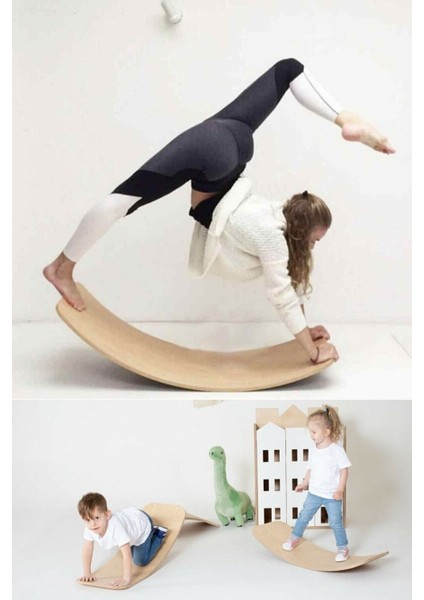 Denge Tahtası Balance Board Doğal Ahşap Oyuncak - Yoga ve Pilates