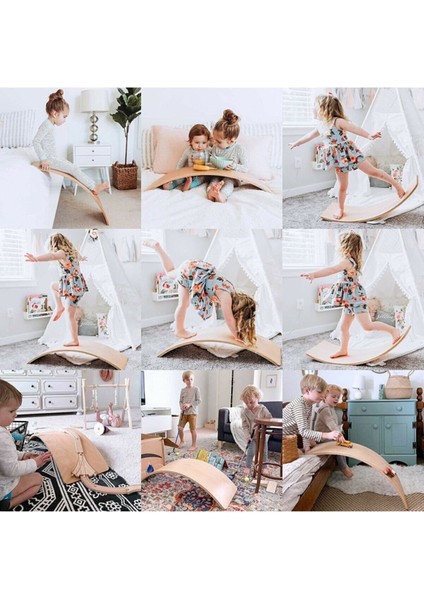 Denge Tahtası Balance Board Doğal Ahşap Oyuncak - Yoga ve Pilates