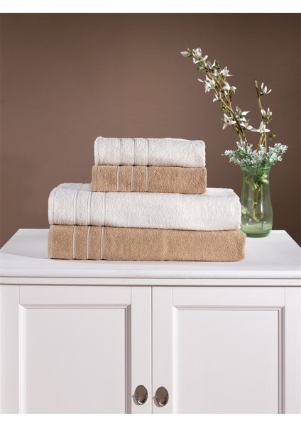 Pamuklu4'lü Banyo Havlu Seti Hamam Takımı Seti Günlük Çeyizlik Banyo Havlusu