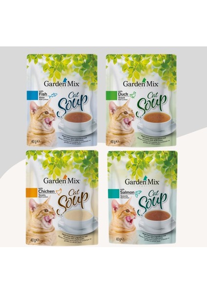 4 Farklı Aromalı Kedi Çorbası 4X40GR (Tavuk-Somon-Ördek-Balık) modelleri