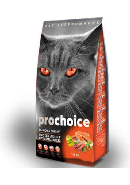 Prochoice 33 Kısırlaştırılmış Somon Karidesli Yetişkin Kedi Maması 2 kg
