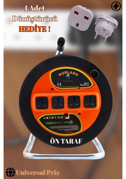 Bylion Makaralı Seyyar Kablo Universal 4 Prizli Uzatma Kablosu 3x1.5 mm Cca Kablo 50 Metre. fırsatları