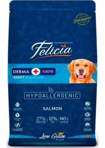 Az Tahıllı Hipoalerjenik Orta ve Büyük Irklar Için Somonlu Yetişkin Köpek Maması 15 kg