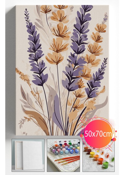 Sayılarla Boyama Seti Numaralı Tuval Fırça Boya Dahil Kasnaklı Set 50X70 cm - Elegant