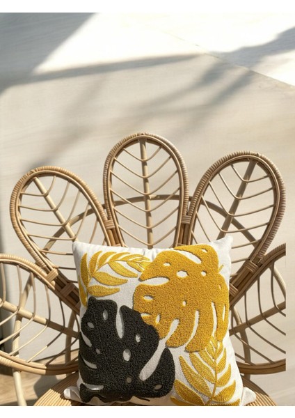 Yaprak Model Punch Işlemeli Kırlent Kılıfı