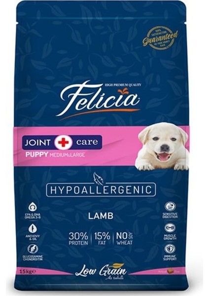 Düşük Tahıllı Hipoalerjenik Kuzu Etli Orta ve Büyük Irk Yavru Köpek Maması 15 kg - Farmapets