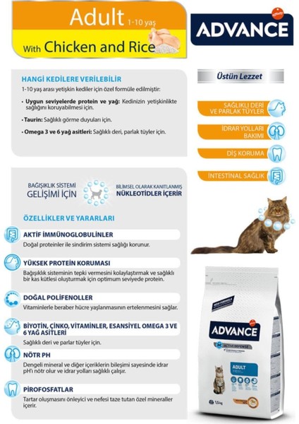 Adult Cat Tavuklu Pirinçli Yetişkin Kedi Maması 1,5 kg modelleri