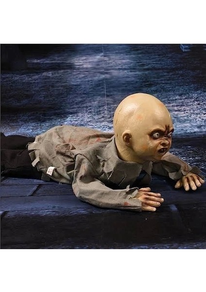 Sesli Işıklı ve Sensörlü Yerde Emekleyen Hareketli Bebek Hayalet Zombi Dekor 30X85 cm (5047) fırsatları