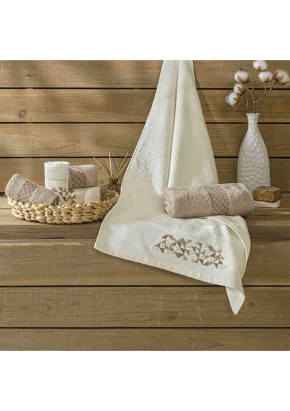6'lı El ve Yüz Havlusu Seti Vira Krem-Camel ( 30 x 50 - 50 x 80 cm ) fırsatları