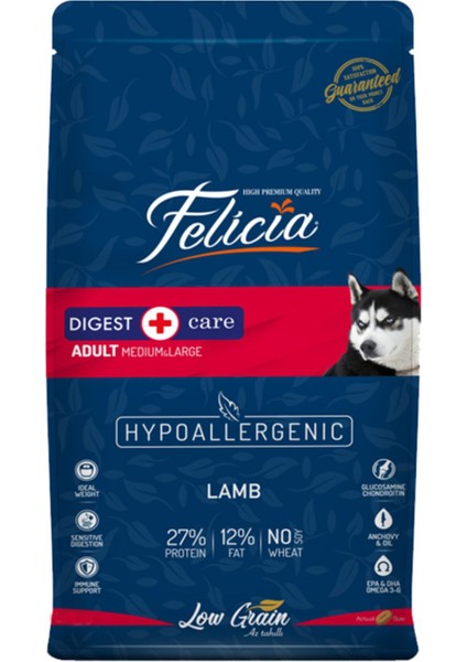 Az Tahıllı Yetişkin Kuzulu Orta Büyük Irk Hypoallergenic Köpek Maması 3 kg