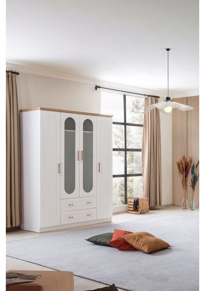 Ranza, Vita Bohem Yavrulu Beyaz Ranza 4 Kapaklı Dolap 2 Adet Comfort Yatak fiyatları