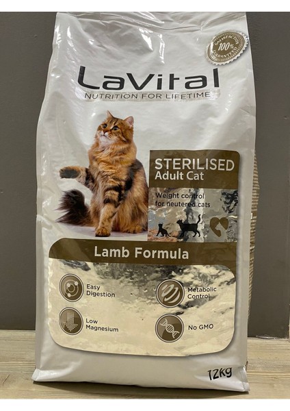 Adult Kısırlaştırılmış Kuzu Etli Kuru Kedi Maması 12KG