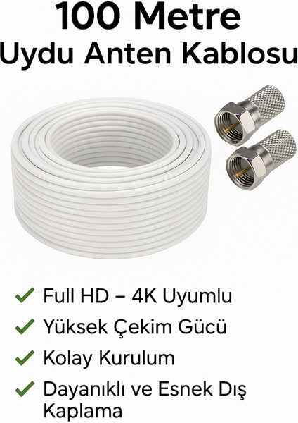 Rg6-U4 Uydu Anten Kablosu - 100 Metre 48TEL