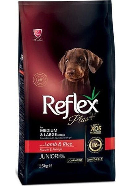 Plus Orta ve Büyük Irk Kuzu Etli Yavru Köpek Maması 15KG