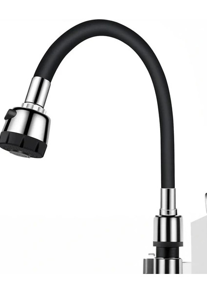 Renkli Silikonlu Oynar Başlıklı 2 Fonksiyonlu Spiral Musluk Başlığı - Siyah (5047)