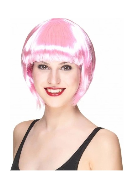 Soft Pembe Renk Parti Peruğu Küt Saç (5047)