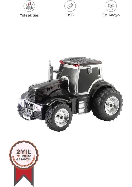 D42 Siyah Traktör Tasarım Usb/Fm Radyo Bluetooth Hoparlör Speaker