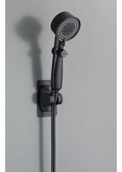 Royal Siyah Pervaneli Kademeli Stoplu Duş Başlık (5047)