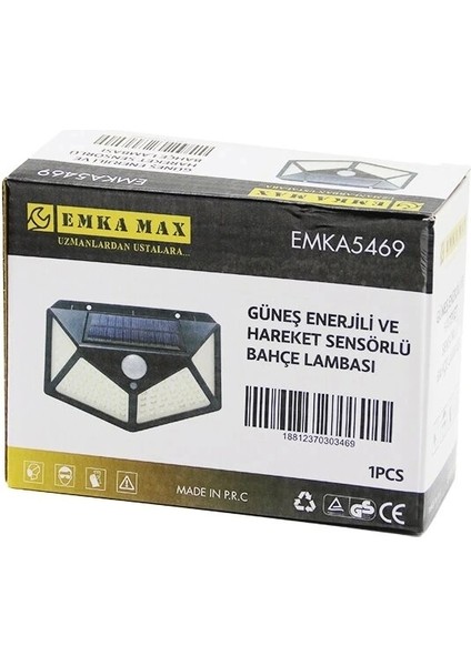 4 Açılı Solar - Hareket Sensörlü Aplik Duvar Lambası Dış Mekan 9.5 x 13.5cm (5047)