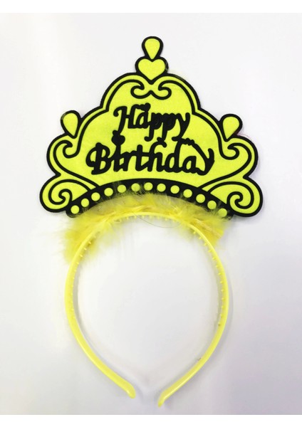 Happy Birthday Yazılı Neon Renk Taç 12 Adet (5047) modelleri