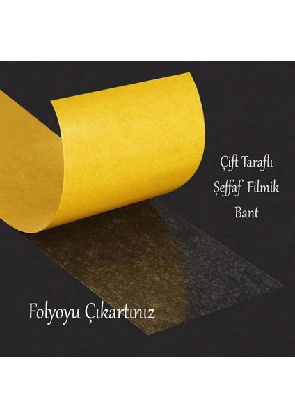 Çift Taraflı Filmi Film Şeffaf Bant Şerit Montaj Bandı 48 mm x 25 Metre Çok Amaçlı Güçlü 1 Adet. modelleri