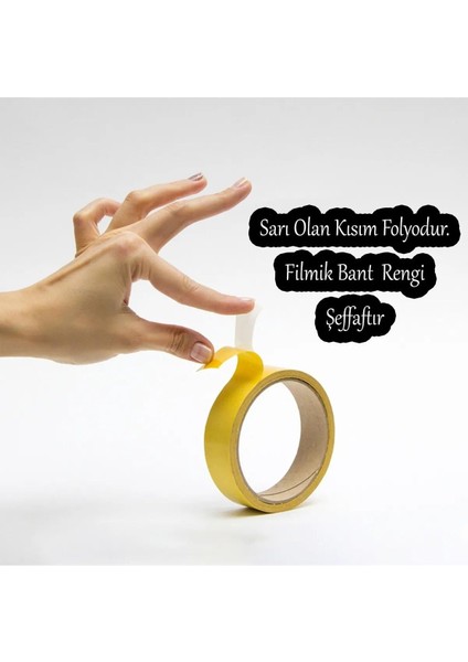 Çift Taraflı Filmi Film Şeffaf Bant Şerit Montaj Bandı 48 mm x 25 Metre Çok Amaçlı Güçlü 1 Adet. fırsatları