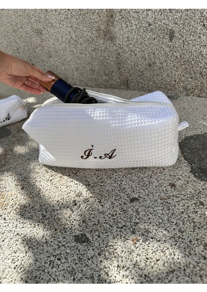 Pamuklu Waffle Kişiye Özel Tüm Saç Şekillendiriciler Seyahat Çantası