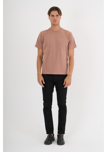 Erkek Kahverengi %100 Pamuklu Standart Kalıp T-Shirt fiyatları