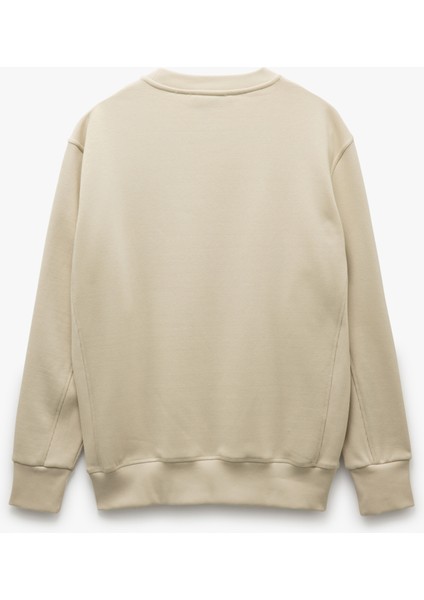 Yeni Sezon Bisiklet Yaka Dikiş Detaylı Şardonlu Pamuk Karışımlı Basic Sweatshirt fırsatları