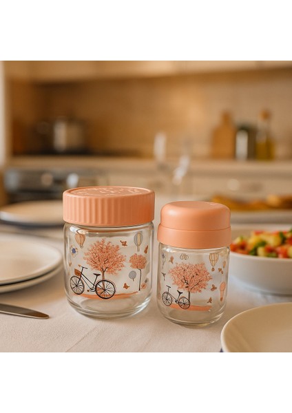 2'li Pembe Bisiklet Desenli Cam Tuzluk Baharatlık Sofra Tuzluğu Sofra Baharatlığı fiyatları