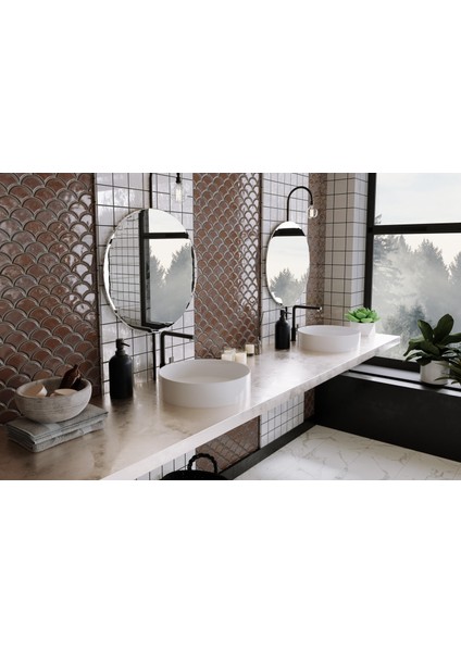 Galaksi Tezgah Üstü Lavabo Yuvarlak Beyaz Çanak Lavabo