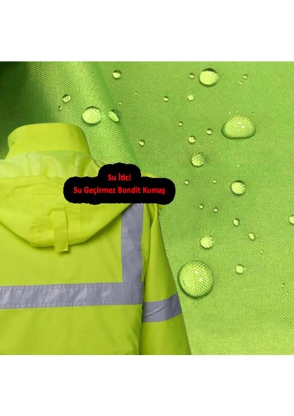 Cepli Reflektif Fosforlu Fermuarlı Kaban Kapüşonlu Mont Parka Sarı Lacivert Kaban Işçi Parkası. modelleri