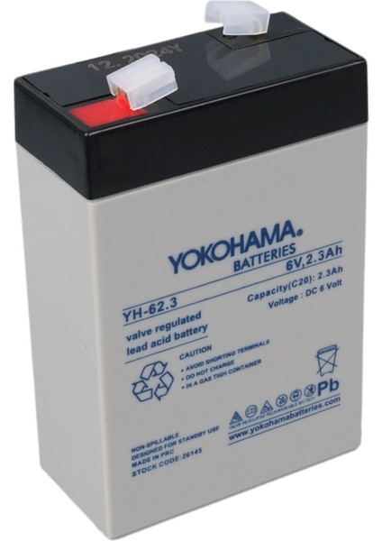 Yokohama Yh-62.3 6 Volt - 2.3 Amper Akü (101 x 66 x 33 Mm) (5047)