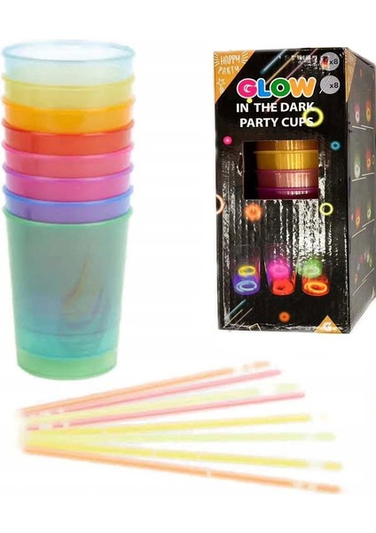 Karanlıkta Yanan Gece Işığı Mega Glow Bardaklar 8 Adet 8.5 x 10.5 cm (5047) fırsatları