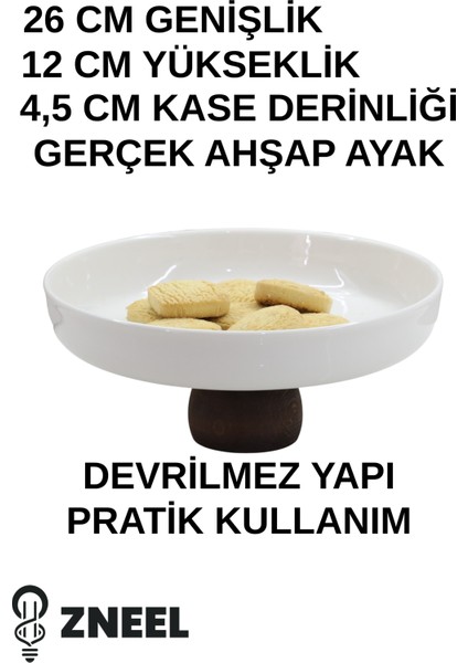Ahşap Ayaklı Seramik Sunumluk 26 cm | Devrilmez Yapı - Pratik Kullanım Gıda ile Temasa Uygun indirimleri