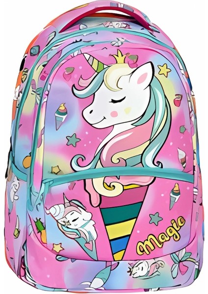 Unicorn Desenli Pembe Ilkokul Sırt Çantası + Beslenme Çantası (2303) fiyatları
