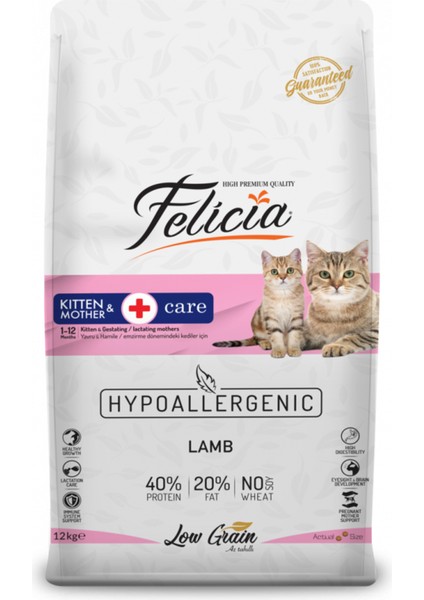 Düşük Tahıllı Hypoallergenic Kitten Kedi 12 kg Kuzulu Yavru Kedi Anne Maması Hipoalerjenik
