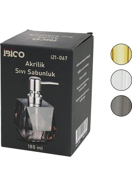 Tombul Kare - Prizma Şeffaf - Renkli Akrilik - Mika Kristal Sıvı Sabunluk 180ML (5047)