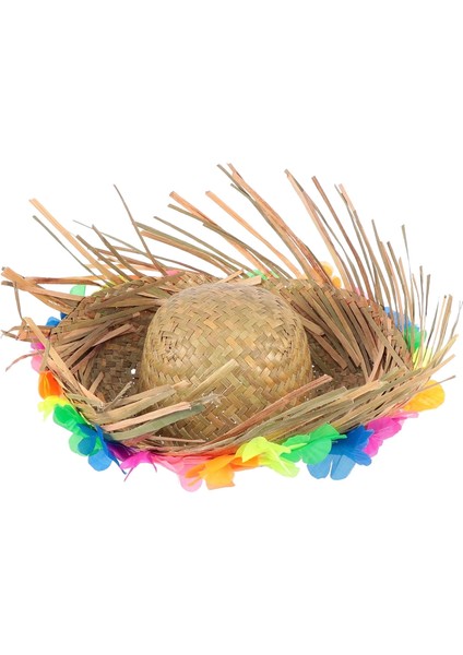 Naturel Renk Püsküllü Örme Hasır Hawaii Luau Aloha Şapka 13X36 cm indirimleri