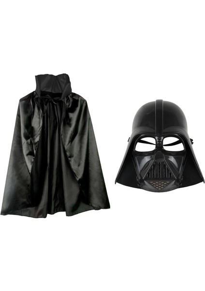 Çocuk Boy Yıldız Savaşları Star Wars Darth V Maskesi ve 90 cm Pelerin Seti Siyah
