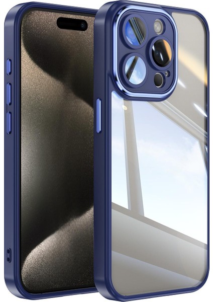 iPhone 15 Pro Darbeye Dayanıklı Tpu + Pc Kılıflı Metal Düğmeli Şeffaf Telefon Kılıfı (Yurt Dışından)