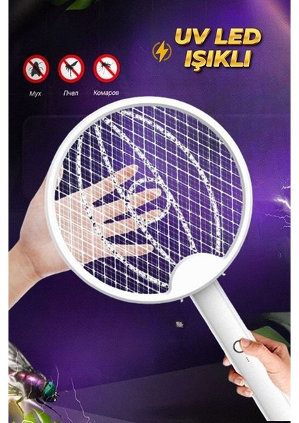 Katlanır USB Şarjlı Uv Işıklı Elektrikli Sivrisinek Öldürücü Raket Sinek Öldürücü fırsatları