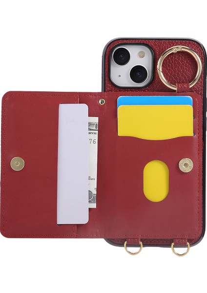 iPhone 15 Ayaklı Rhombus Deri + Tpu Telefon Kılıfı ve Omuz Askısı (Yurt Dışından) fiyatları
