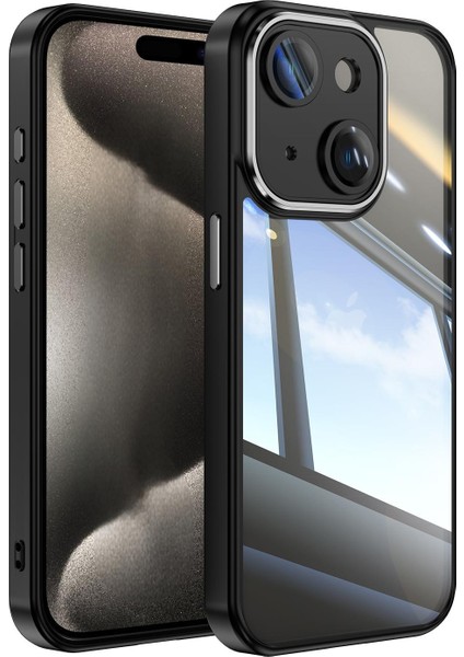 iPhone 15 Darbeye Dayanıklı Tpu + Pc Kılıflı Metal Düğmeli Şeffaf Telefon Kılıfı (Yurt Dışından)