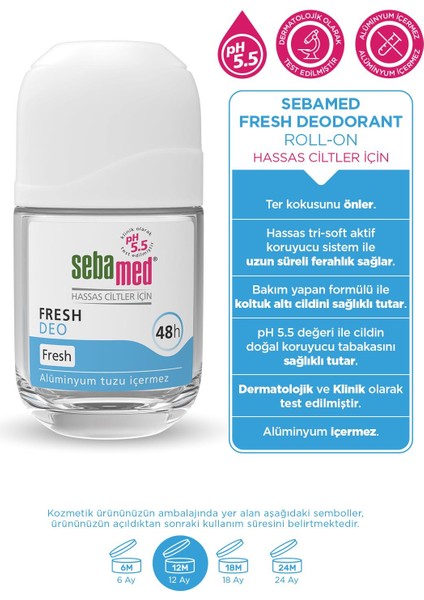 Ter Kokusu Onleyıcı 48 Saat Etkili Hassas Ciltler Kadın Erkek Roll-On Deodorant Fresh 50ML X3 Adet modelleri
